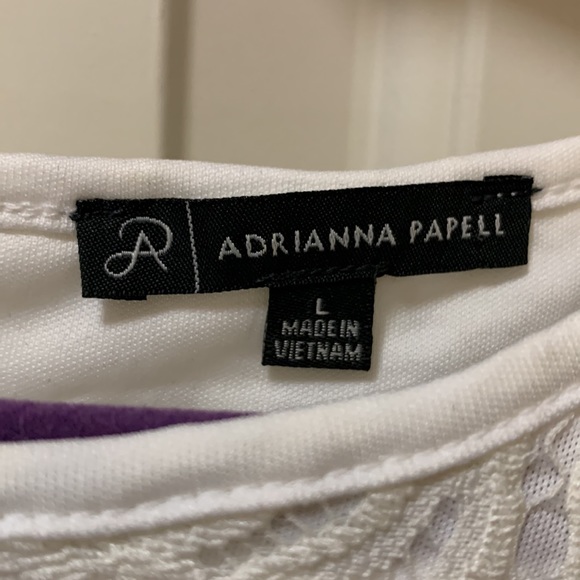 Adrianna Papell White Lace, Sheer 3/4 length sleeve, White underlay, Size L - Picture 5 of 11